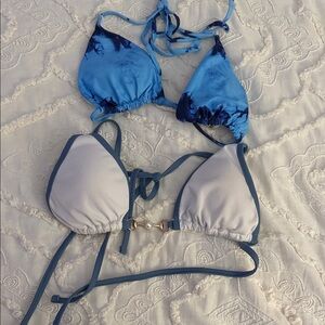Blue and White Bikini Top Set